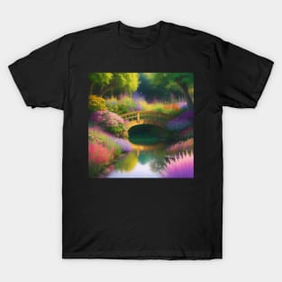 Lovely Floral Bridge in a Secret Garden T-Shirt